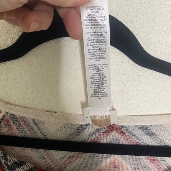 Chicos Aztek Chevron Poncho Top S/M Boxy Cotton Blend Bat Wing Blouse Pullover - Picture 6 of 10